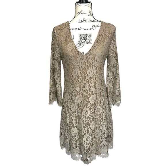 Bailey 44 Treasure Chest Fit and Flare Neutral Cream Lace Mini Dress, 8 - Picture 2 of 10